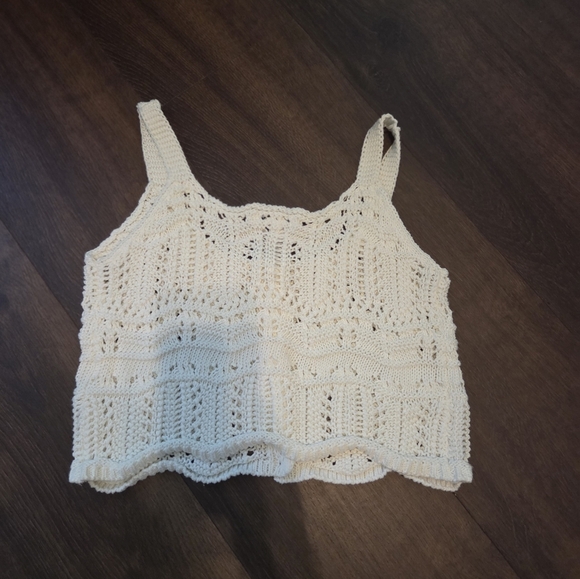 RSQ Cream Crochet Knit Tank Top - Picture 4 of 4